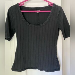 Women's Black Ribbed Top